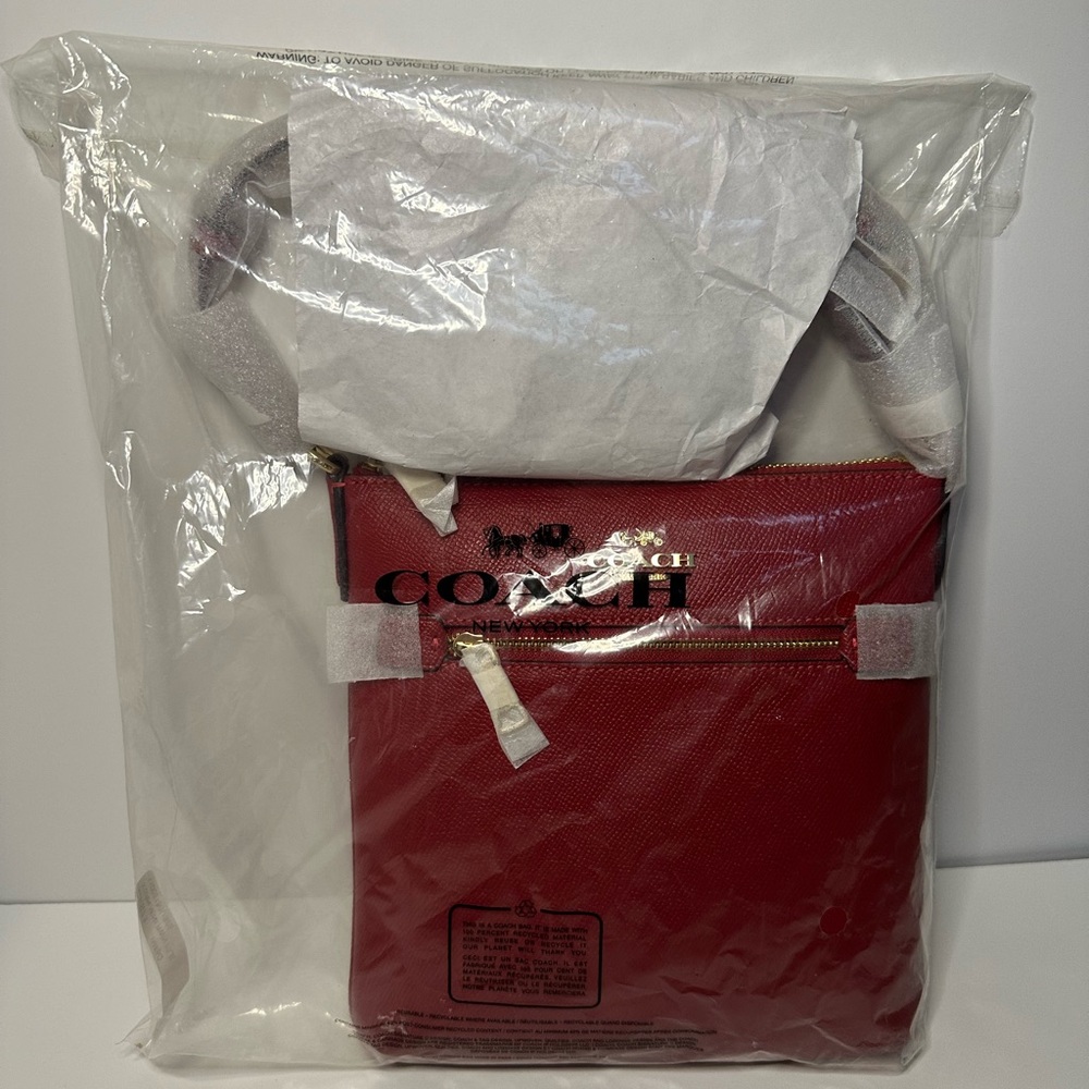 Coach NWT 1941 Red Crossgrain Leather Mini Rowan File Crossbody - Picture 13 of 15